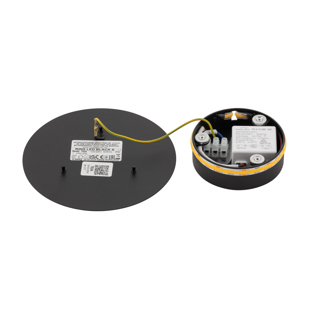 Nowodvorski Kinkiet RING LED S 7W 50/60Hz - Stal lakierowana - Czarny