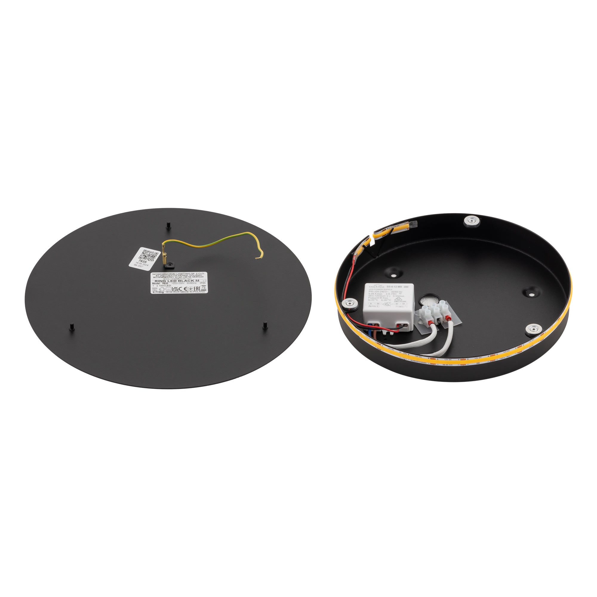 Nowodvorski Kinkiet RING LED M 10W 50/60Hz - Stal lakierowana - Czarny