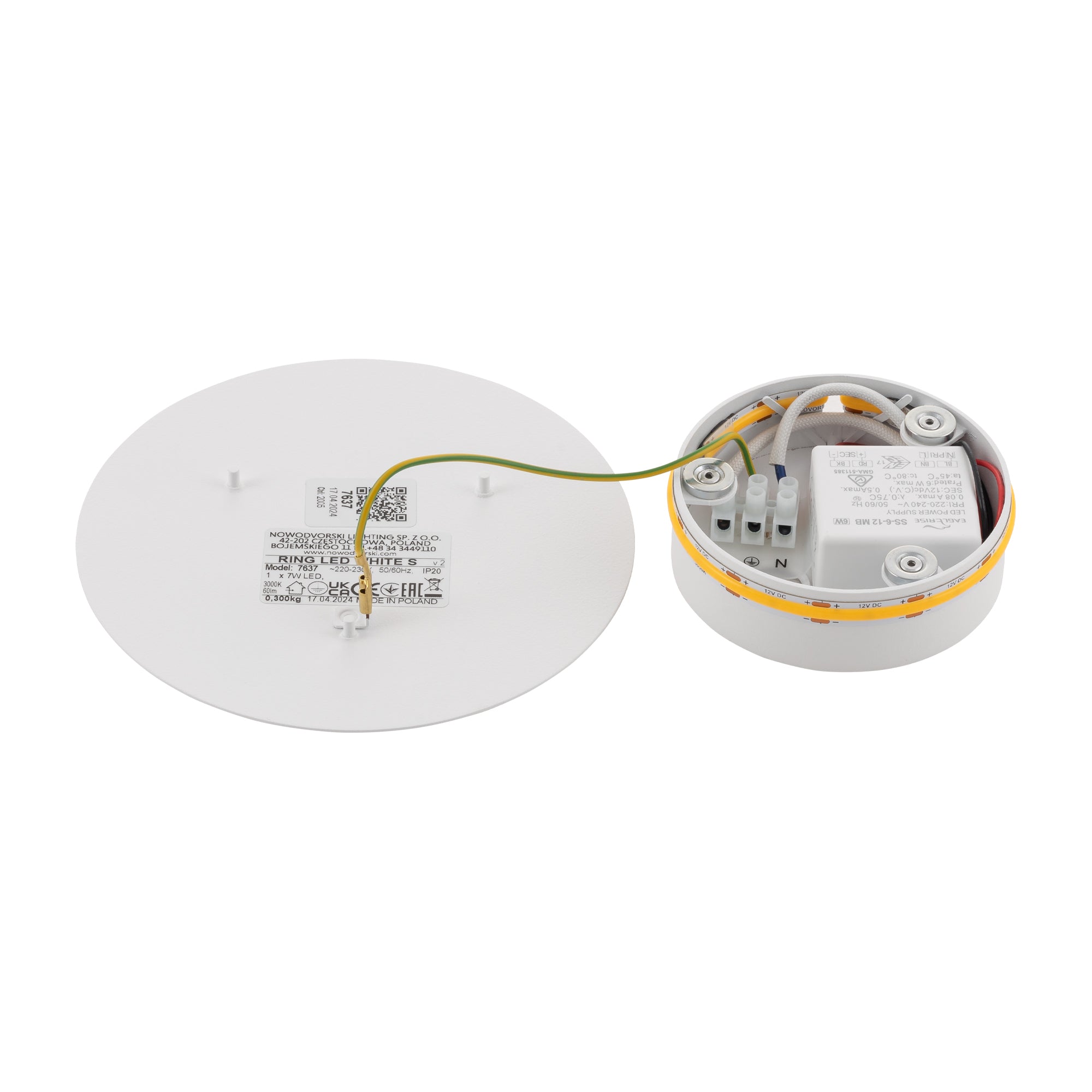 Nowodvorski Kinkiet RING LED S 7W 50/60Hz - Stal lakierowana - Biały