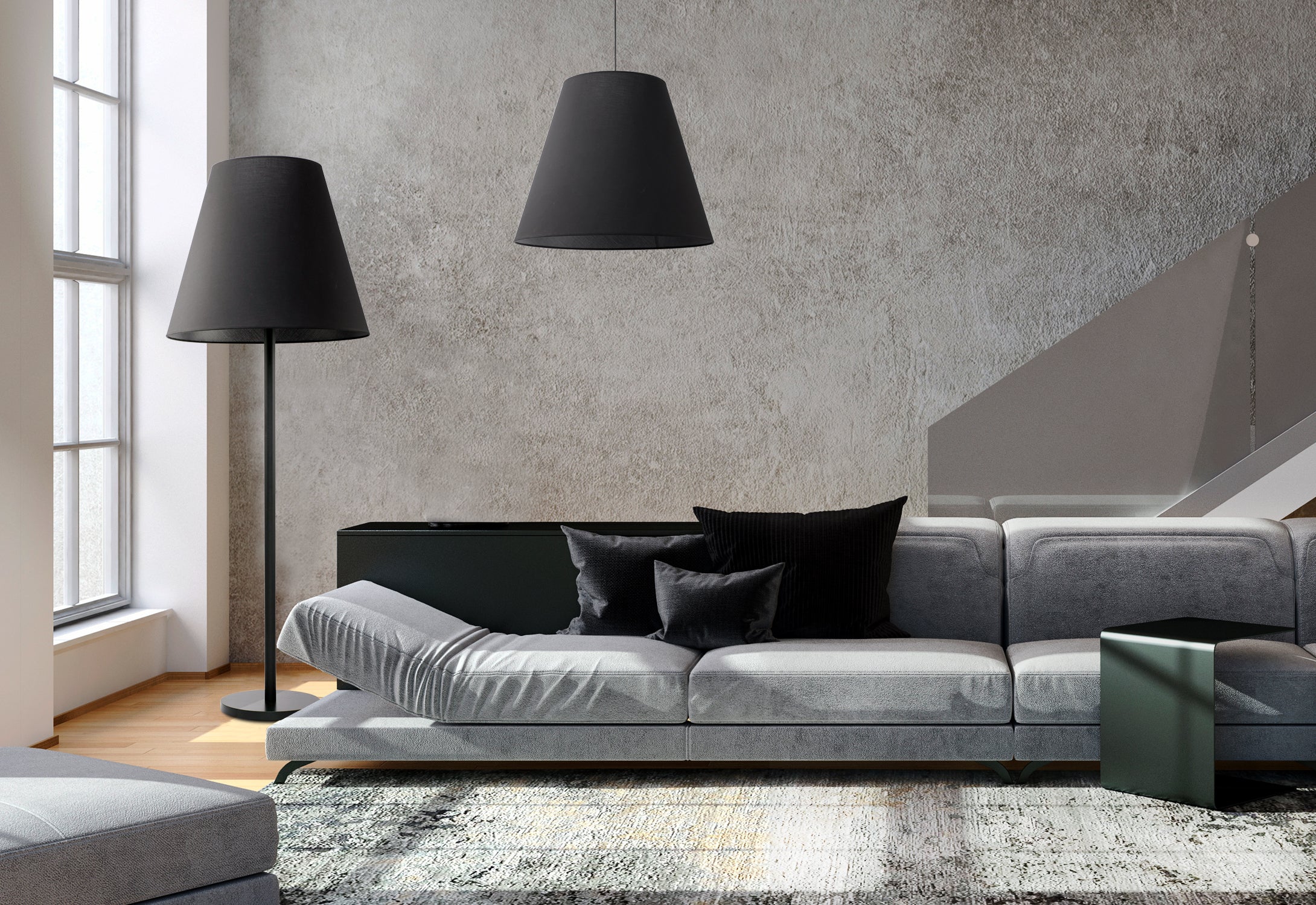 Nowodvorski Lampa podłogowa MOSS 25W only LED 50/60Hz - Tkanina - Czarny